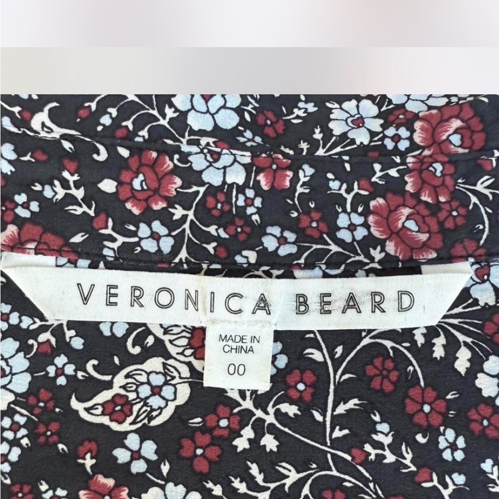 Veronica Beard Black Floral Long-Sleeve Shirt Dress - Picture 7 of 8